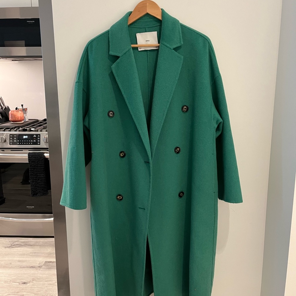 MANGO Kelly Green Wool Blend Coat